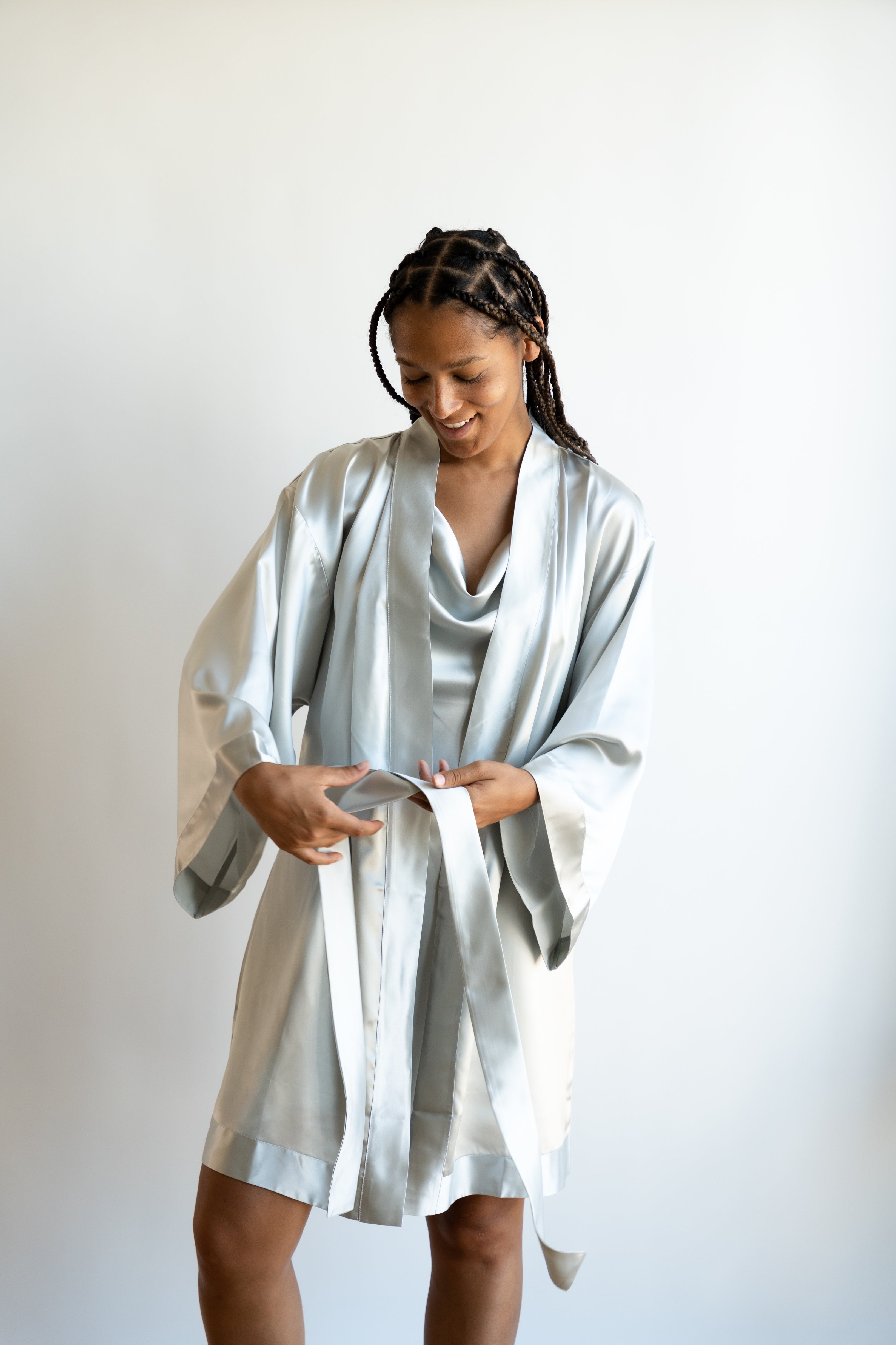 Silk Robe - Silver