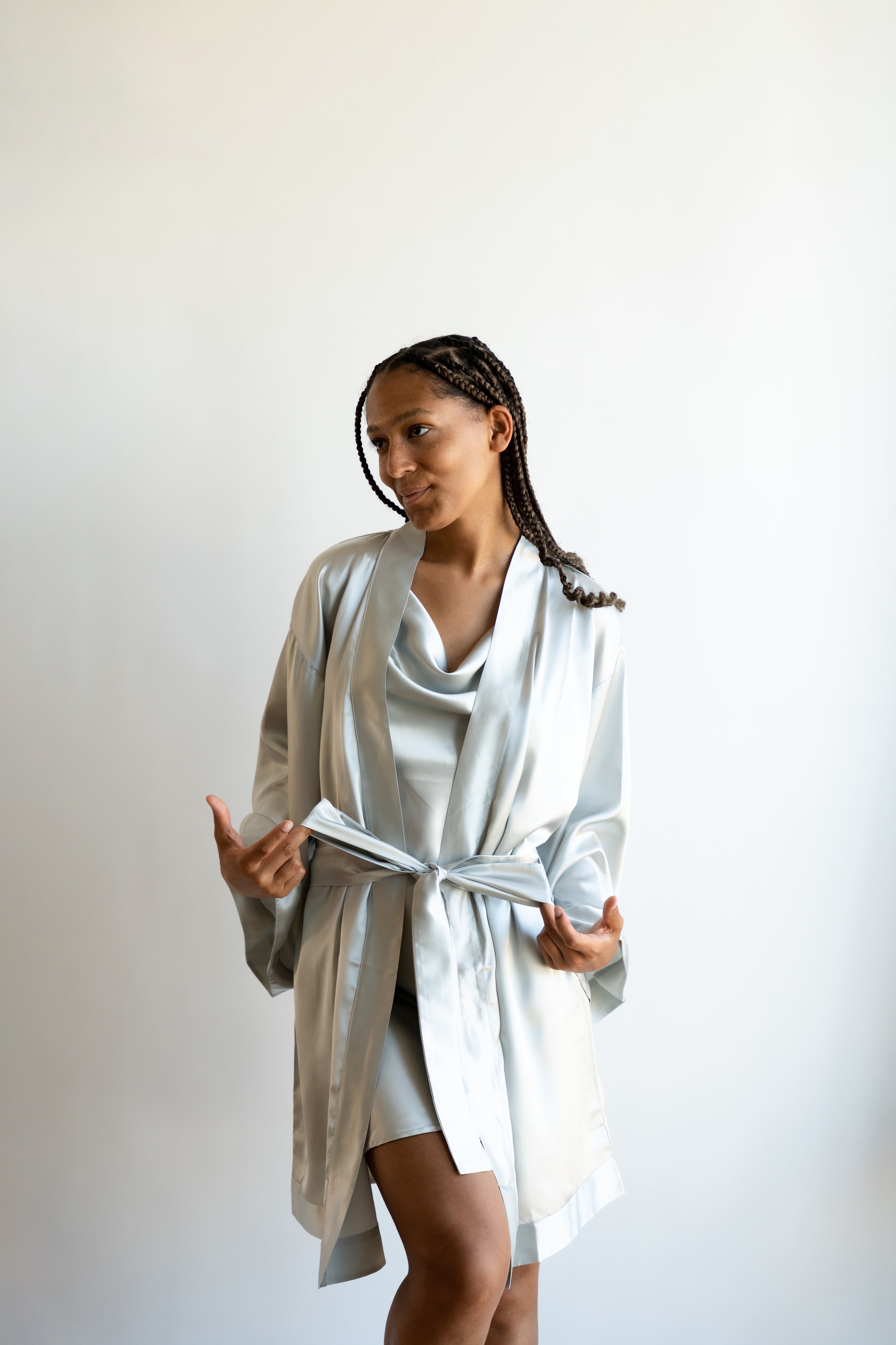 Silk Robe - Silver